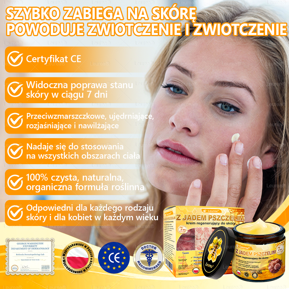 🐝✨Leurea® Krem Regenerujący z Jadem Pszczelim🔥 Naturalna regeneracja skóry, wygładzenie zmarszczek i promienna cera-50 ml