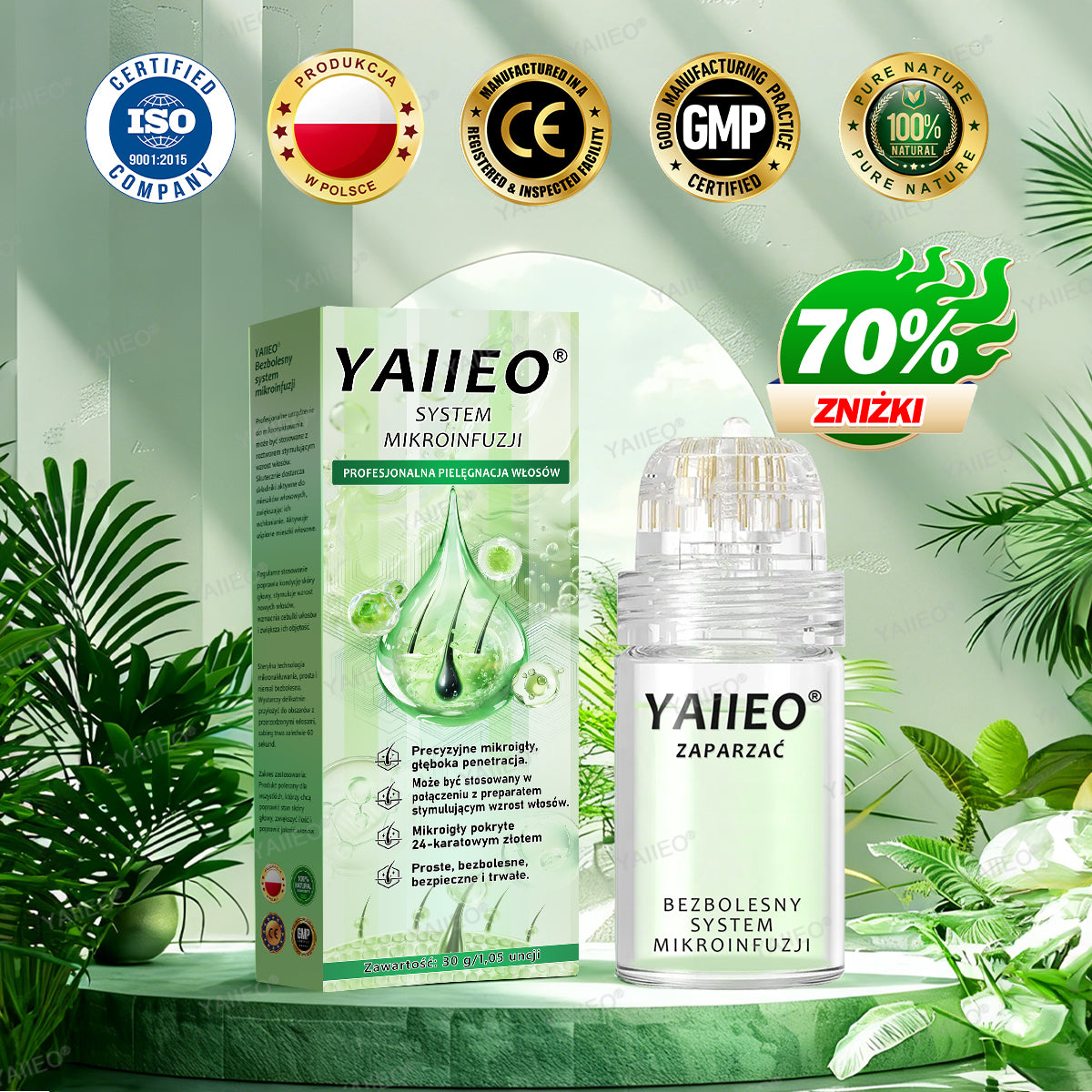 🍌 𝐘𝐀𝐈𝐈𝐄𝐎® Bezbolesny System Mikroinfuzji Głębokie blokowanie DHT, reaktywacja mieszków włosowych i widoczny wzrost włosów