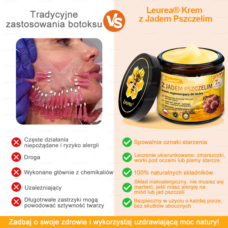 ✨Leurea® Krem Regenerujący z Jadem Pszczelim🔥 Naturalna regeneracja skóry, wygładzenie zmarszczek i promienna cera-50 ml